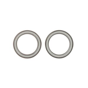 Two metal ball bearings placed side by side on a white background